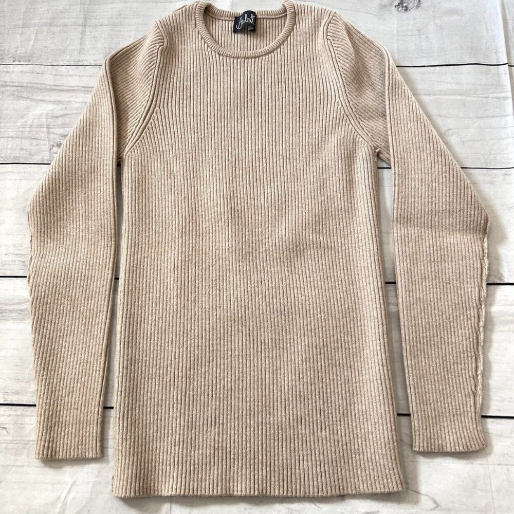 Belati Beige Knit Ribbed Top